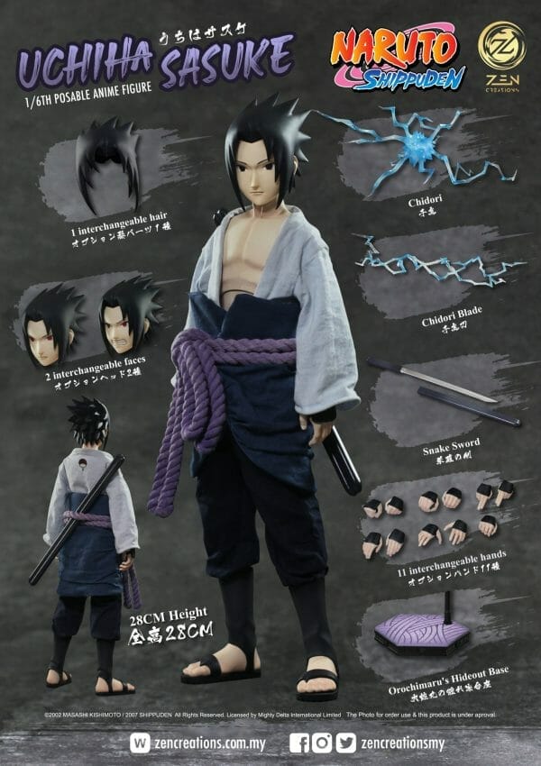 19 Zen Creations - Posable Anime Figure Limited Edition: Sasuke Uchiha 1/6 Scale