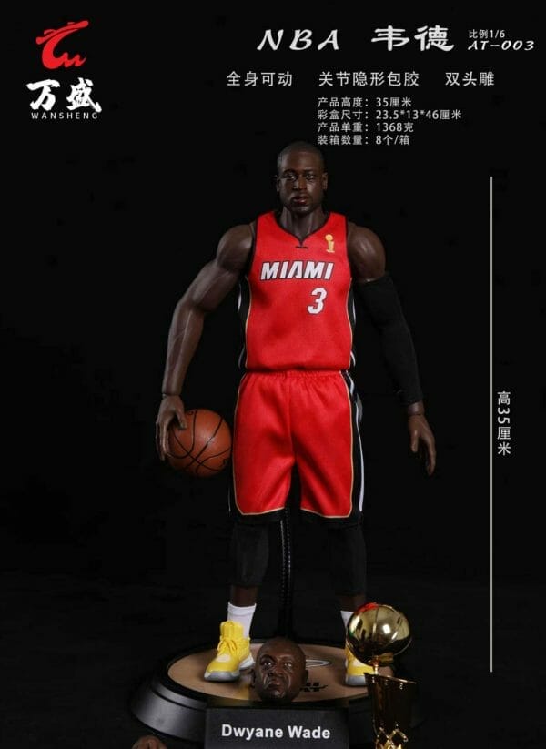 WS AT-003R NBA Wade Double Head Version Red Jersey 1/6 Scale