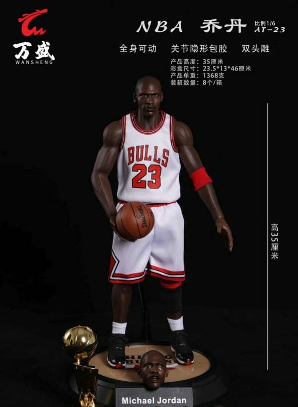 WS AT-23W NBA Jordan Double Head Version White Jersey 1/6 Scale